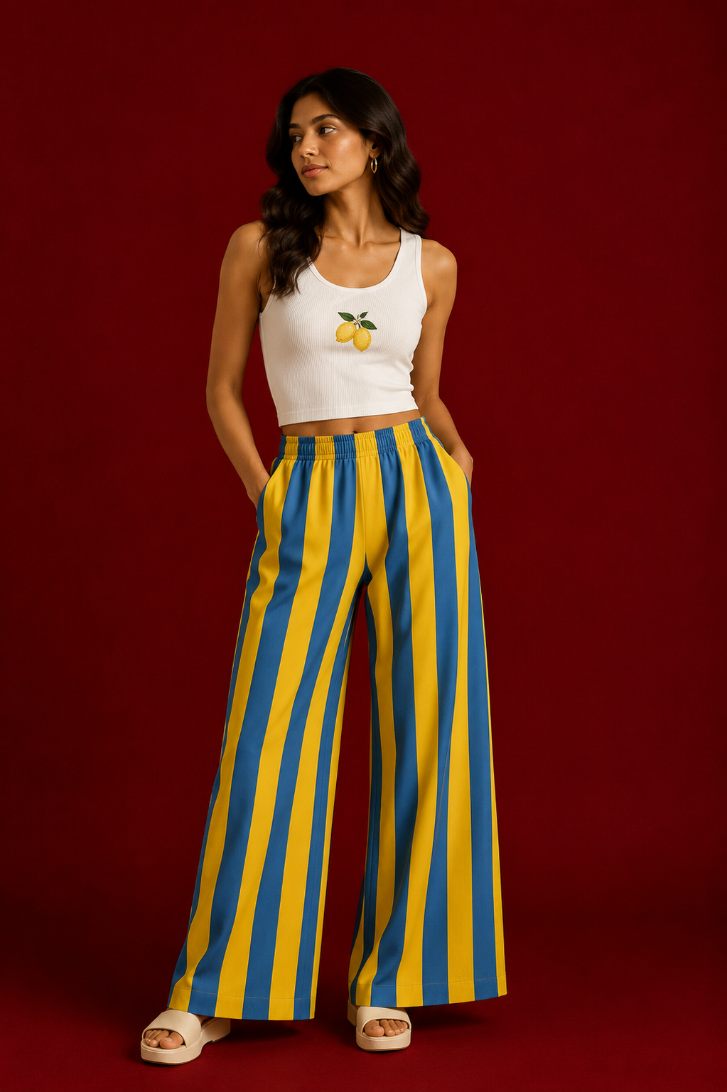 Lemon Bloom Ribbed Tank Top