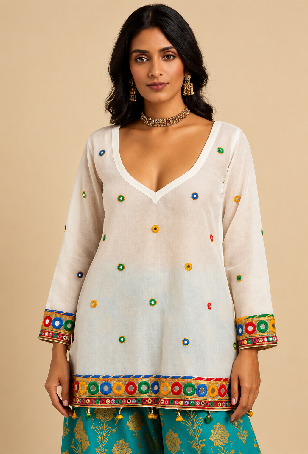 Mul Chanderi cover up top