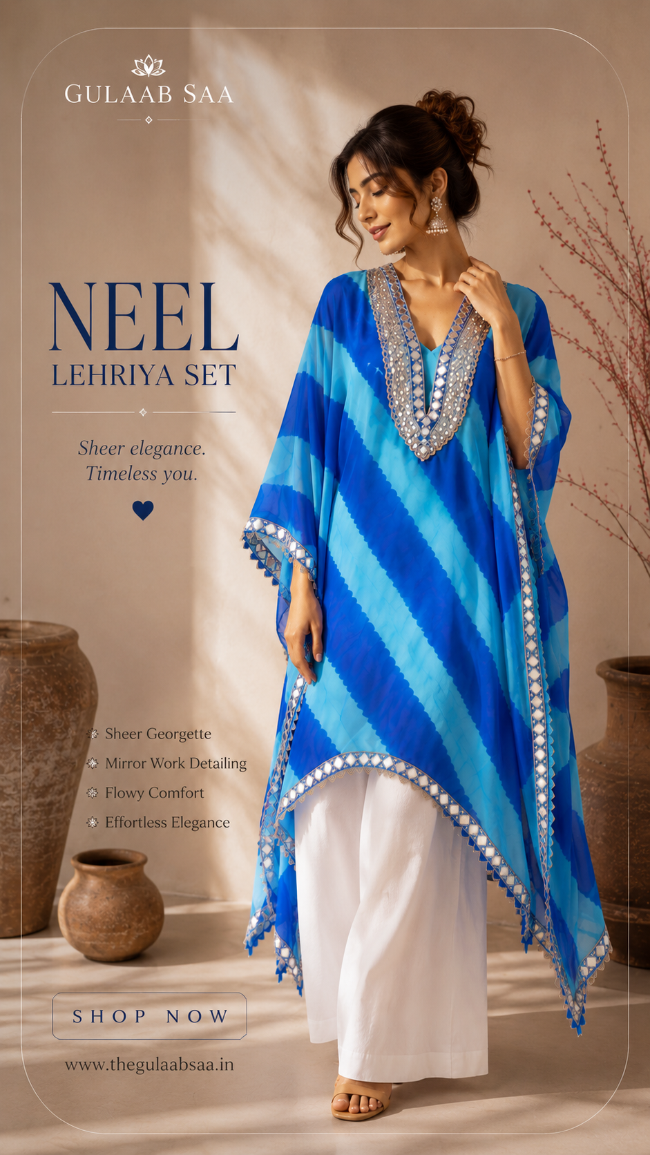 Neel Lehriya Kaftan Set