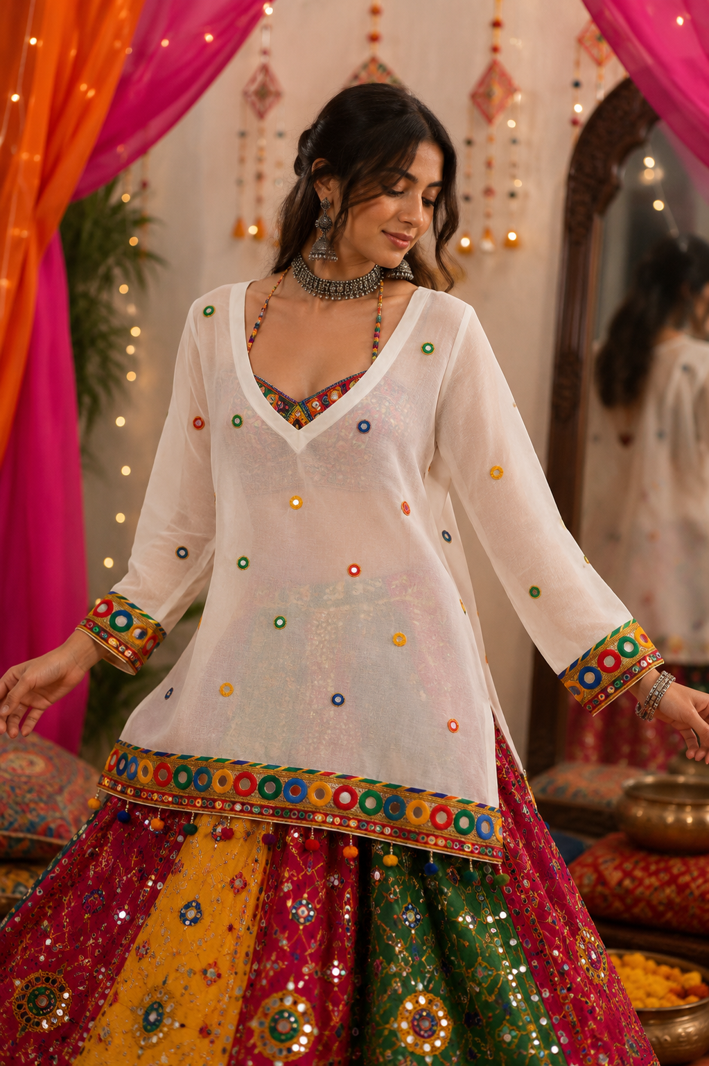 Mul Chanderi cover up top