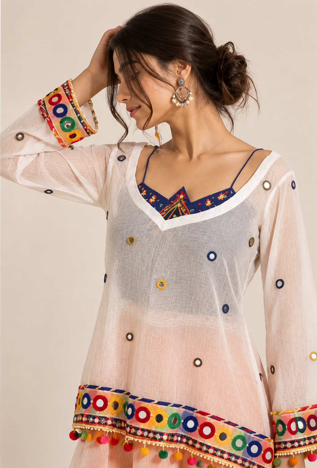 Mul Chanderi cover up top